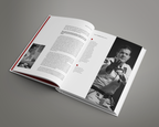 Interior spread from Groundswell showing a full-page black-and-white portrait alongside interview text
